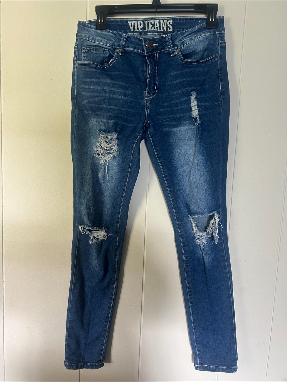 VIP Women’s Ripped Skinny Jeans - Dark Blue